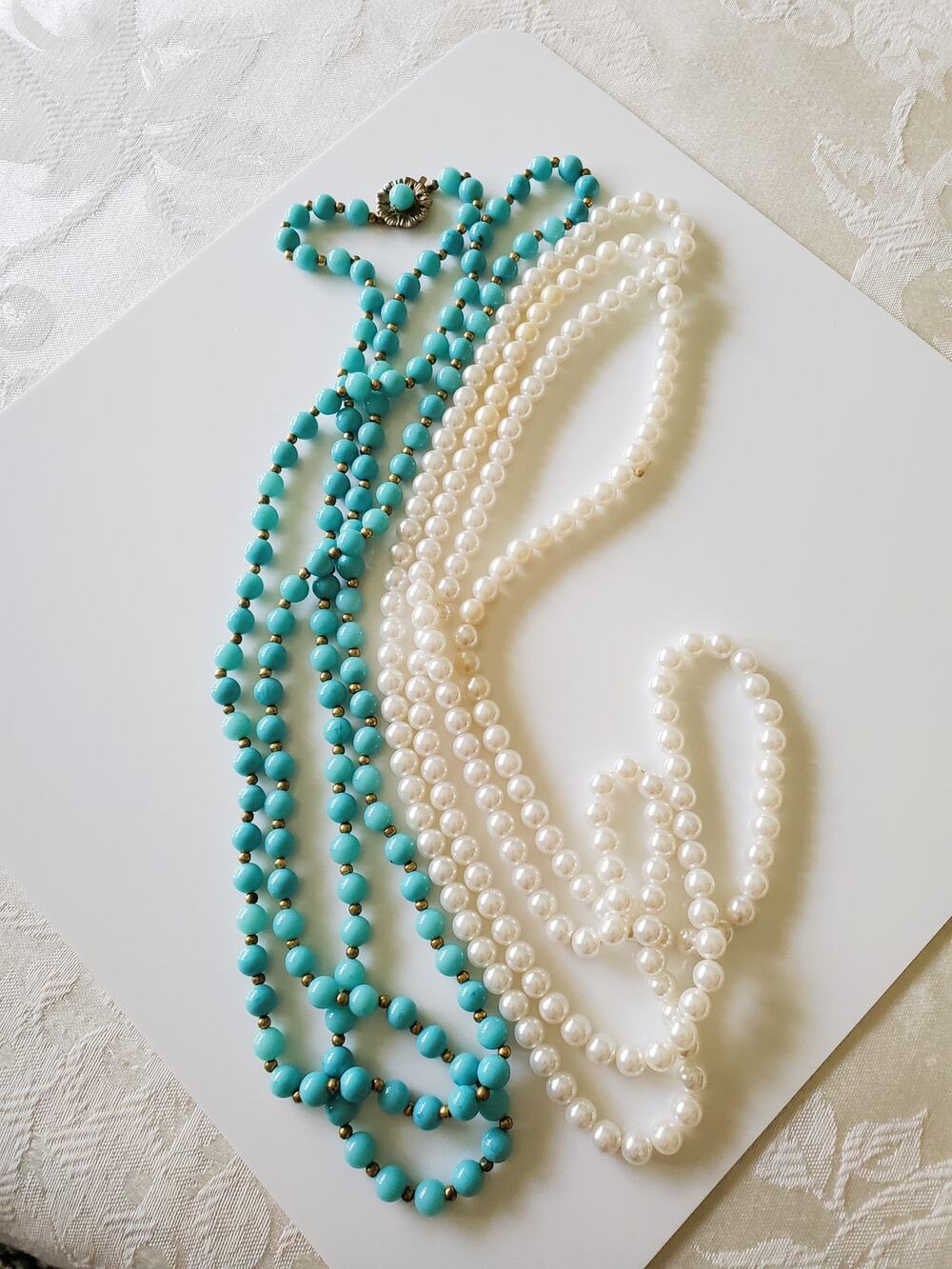 Vintage Pair of Faux Beaded Necklaces